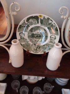 antique plate and bottles