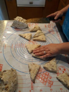 cutting out Fig-Walnut Cheese  Scones